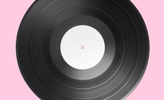 vinyl record op roze achtergrond. white label mock-up foto