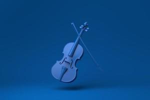 blauwe viool drijvend op blauwe achtergrond. minimaal concept idee creatief. monochroom. 3D render. foto