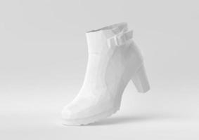 witte schoen drijvend op een witte achtergrond. minimaal concept idee creatief. origami-stijl. 3D render. foto