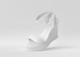 witte schoen drijvend op een witte achtergrond. minimaal concept idee creatief. origami-stijl. 3D render. foto