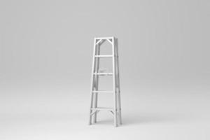 ladder geïsoleerd op een witte achtergrond. minimaal begrip. monochroom. 3D render. foto