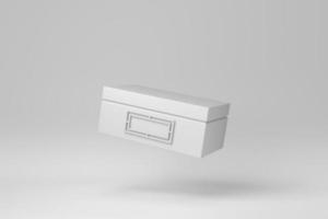 doos verpakking op witte achtergrond. model. minimaal begrip. monochroom. 3D render. foto