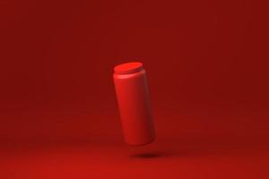 rode pot drijvend op rode achtergrond. minimaal concept idee creatief. monochroom. 3D render. foto