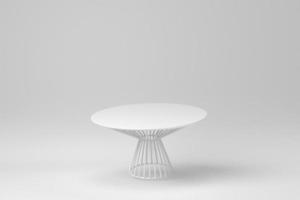 de ronde tafel op een witte achtergrond. minimaal begrip. 3D render. foto