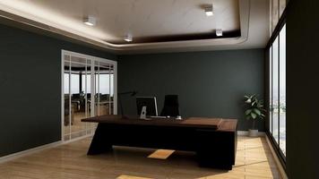 3d render modern kantoorontwerp - mockup voor de binnenmuur van de managerkamer foto