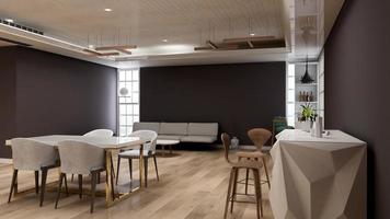 modern café in 3d render van interieurontwerpmodel - café-ideeën foto
