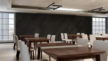 modern café met barconcept in 3d render - mockup voor interieurontwerp voor café-ideeën foto