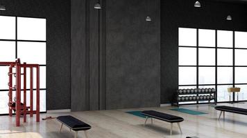 modern sportschool interieurontwerp - modern minimalistisch concept in 3d render foto