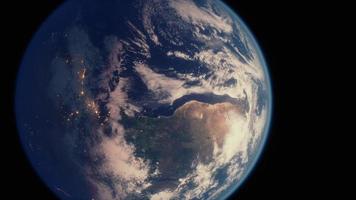 planeet aarde wereldbol uitzicht vanuit de ruimte met realistisch aardoppervlak en wereldkaart foto