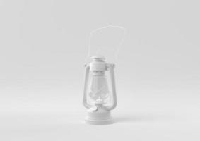 witte olielamp of lantaarn op witte achtergrond. minimaal concept idee creatief. monochroom. 3D render. foto