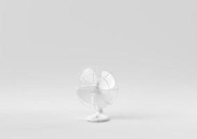 witte retro ventilator op witte achtergrond. minimaal concept idee creatief. monochroom. 3D render. foto