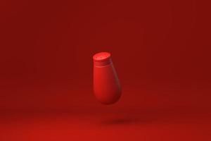 rode peper shaker drijvend op rode achtergrond. minimaal concept idee creatief. monochroom. 3D render. foto