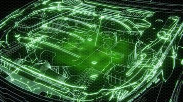 holografische animatie van 3D wireframe automodel met motor foto