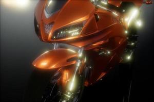 moto sportfiets in donkere studio met felle lichten foto
