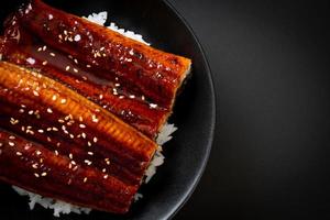 japanse paling gegrild met rijstkom of unagi don foto