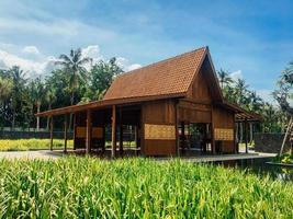 Rumah Osing, de traditionele huizen van de Osing-stam in de stad Banyuwangi, Oost-Java, Indonesië. osing house is een traditioneel stamhuis. foto