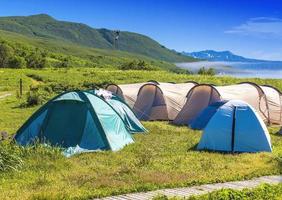 kampeertent op camping in nationaal park. foto