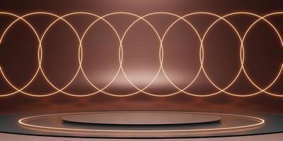 laser ring podium podium display stand zwart neon gloed achtergrond donker 3d illustratie foto