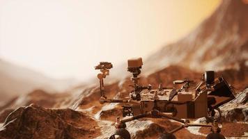 nieuwsgierigheid mars rover die het oppervlak van de rode planeet verkent foto