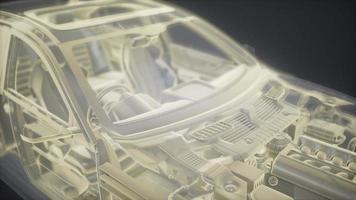 holografische animatie van 3D wireframe automodel met motor foto