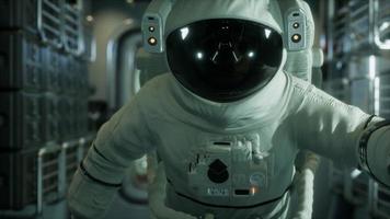 8k-astronaut in het orbitale ruimtestation foto