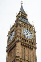 close-up van de big ben, van onderen. bewolkte dag. London, Verenigd Koninkrijk foto