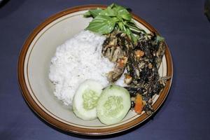 sambal belut of pittige gebakken paling heerlijke traditionele gerechten uit indonesië gemaakt van paling en pepers. foto