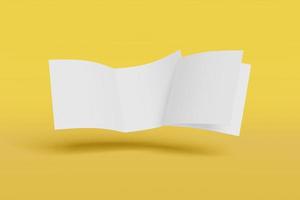 twee mockup vierkant boekje, brochure, uitnodiging geïsoleerd op een gele achtergrond met zachte kaft en realistische schaduw. 3D-rendering. foto