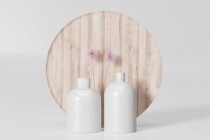 cosmetica fles met box mockup scene foto