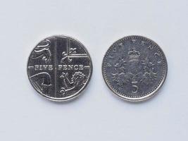 Britse munt van 5 pence foto