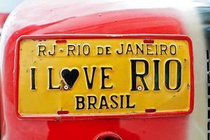 auto kentekenplaten met teken ik hou van rio brasil foto