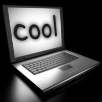 cool woord op laptop foto
