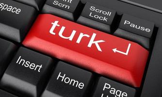 Turks woord op rode toetsenbordknop foto