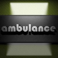ambulance woord van ijzer op koolstof foto