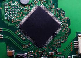 circuitprocessor met macro close-up voor technische achtergronden foto