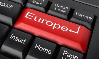 Europa woord op rode toetsenbord knop foto