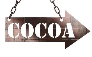 cacaowoord op metalen aanwijzer foto