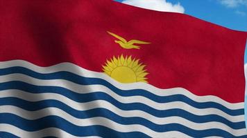 kiribati vlag zwaaien in de wind, blauwe hemelachtergrond. 3D-rendering foto