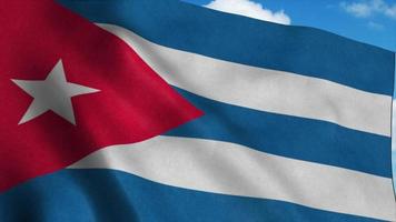 de nationale vlag van cuba zwaaien in de wind, blauwe hemelachtergrond. 3D-rendering foto