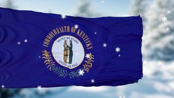Kentucky winter sneeuwvlokken vlag achtergrond. de Verenigde Staten van Amerika. 3d illustratie foto