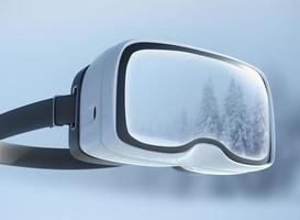 virtual reality-headset, dubbele belichting. mysterieuze winterlandschap majestueuze bergen in de. foto