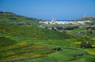 luchtmening van groen gozo-eiland, victoria rabat-stad, malta foto