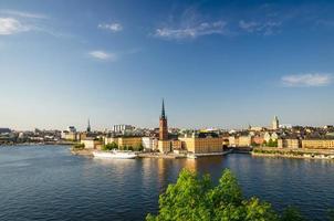 panoramisch bovenaanzicht vanuit de lucht op het district riddarholmen, stockholm, zweden foto