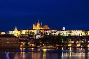 uitzicht op de oude stad van Praag, historisch centrum met de Praagse burcht foto