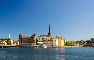 riddarholmen-eiland met kerktorens van riddarholm, stockholm, zweden foto