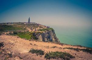 portugal, de westelijke kaap roca van europa, landschap van kaap roca, Atlantische oceaan kustlijn uitzicht vanaf cabo da roca foto