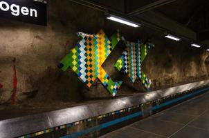 stockholm ondergrondse metro tunnelbana station in zweden foto