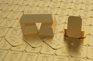 voorraad van goud in gouden achtergrond 3D-rendering illustratie foto