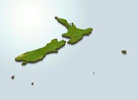 3d kaartillustratie van nieuw-zeeland foto