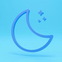 nacht, maan en ster 3d lijn egale kleur icoon. realistische afbeelding. pictogram geïsoleerd. bovenaanzicht. kleurrijk transparant schaduwontwerp. foto